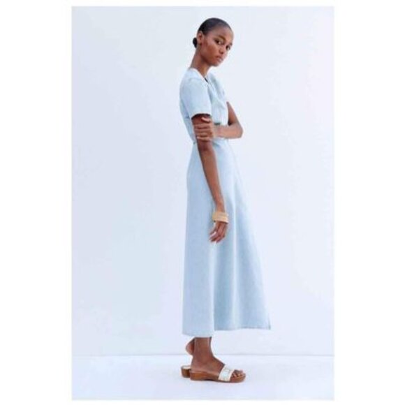 Zara Midi Denim Wrap Dress - Picture 3 of 6